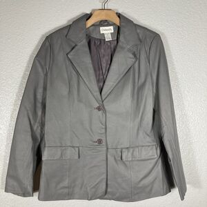 Classic Leather Jacket Blazer  Women’s Size 12 Gray Grey